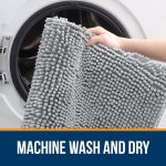 Buganda Bathroom Rugs 30x20, Quick Dry Machine Washable Chenille Bath Mats with Rubber Backing, Grey - Image 77