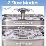 Ophanie 108oz/3.2L Stainless Steel Cat Water Fountain with Replacement Filters & Silicone Mat, Automatic Water Dispenser for Cat and Dogs, Electric Drinking Bowl Suitable for Multiple Pets, Silver - Image 6