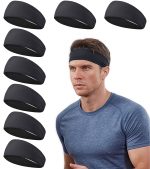 8 Pack Men's Sports Headband,Moisture Wicking Workout Headband, Workout Stretchy Unisex Hairband