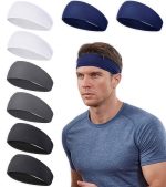 8 Pack Men's Sports Headband,Moisture Wicking Workout Headband, Workout Stretchy Unisex Hairband - Image 9